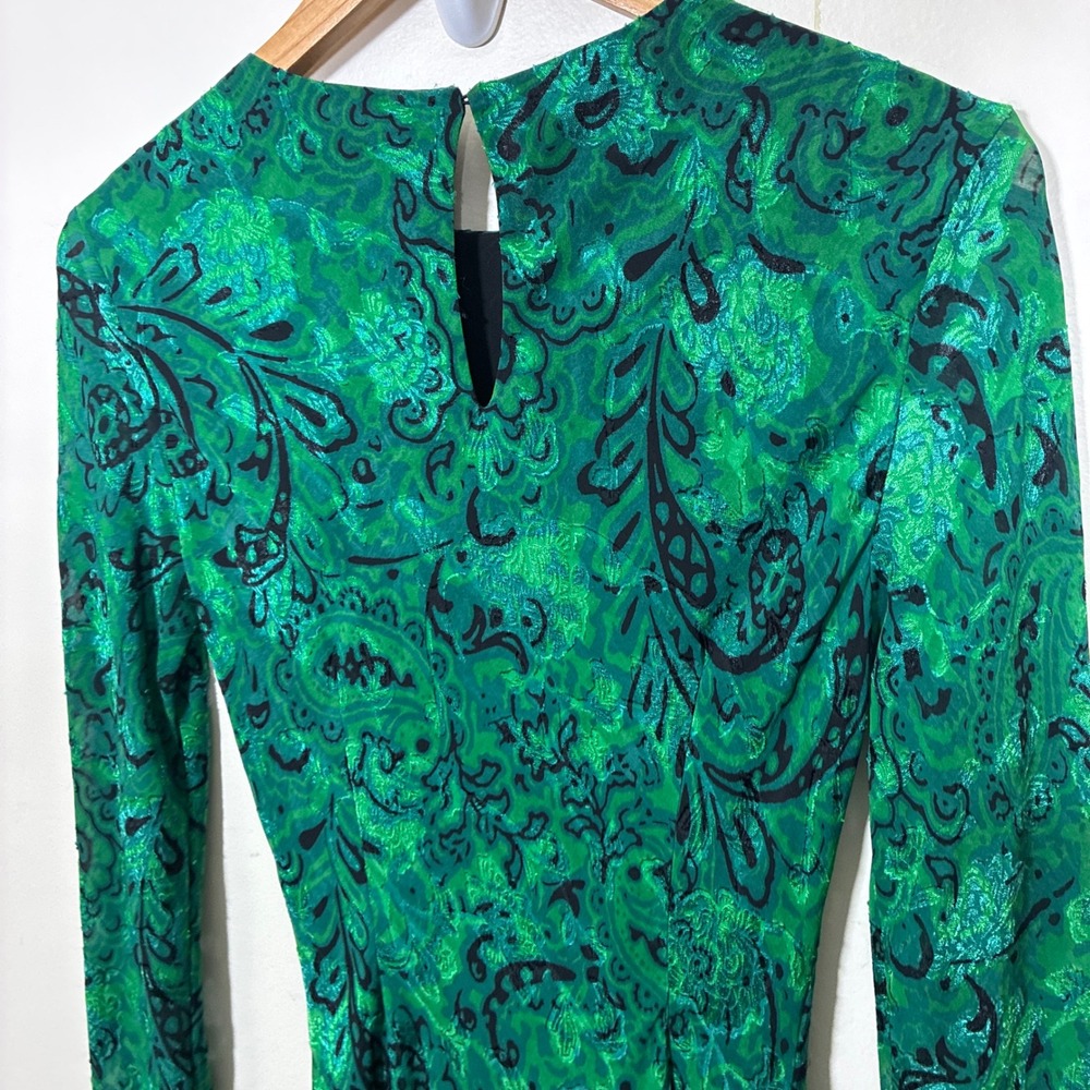 Zara Fairy Jacquard Maxi Dress Size S Green Mermaidcore Art to Wear Body Con - Picture 12 of 12
